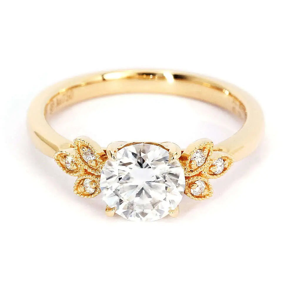 Gracie Round Moissanite Ring in 18K Gold - LeCaine Gems