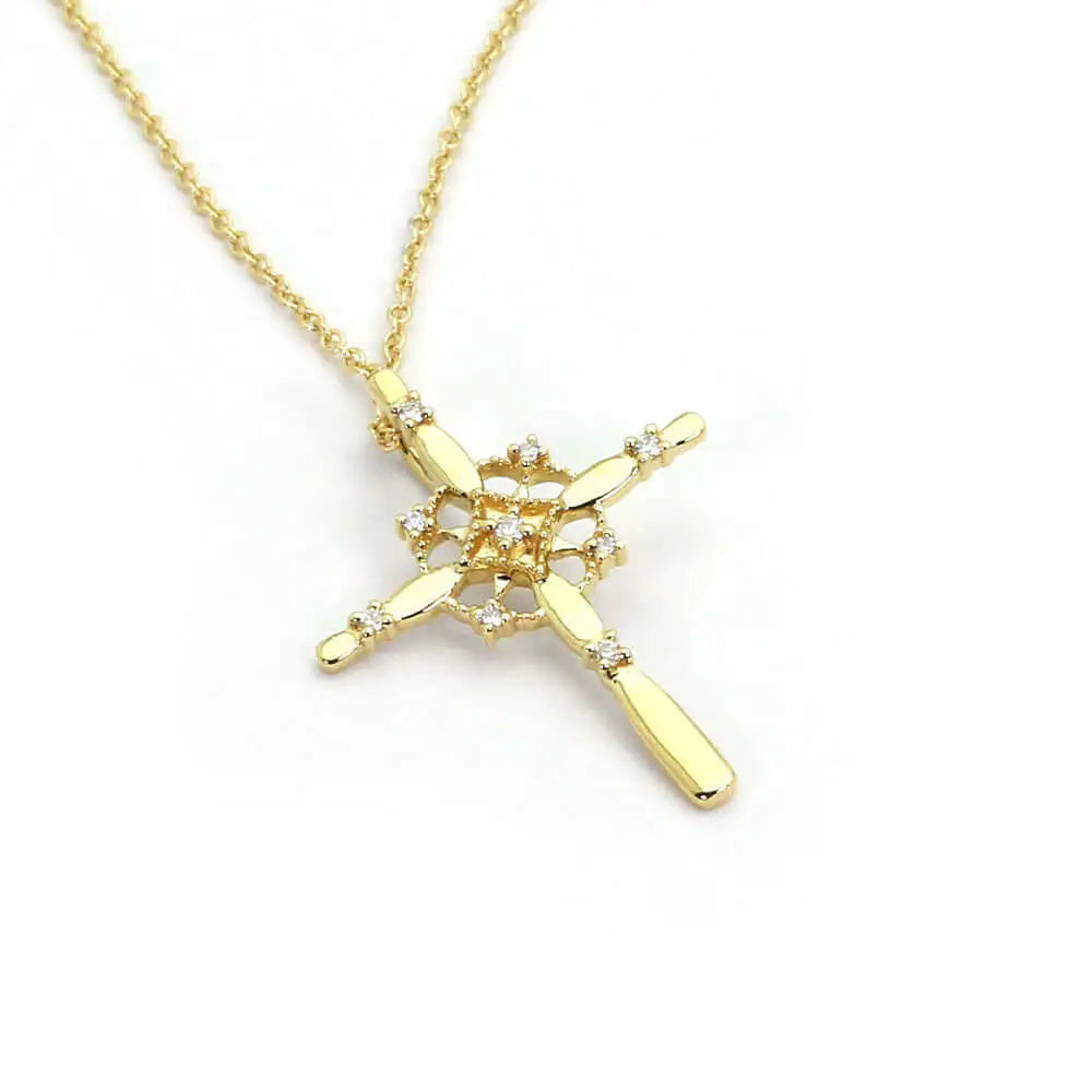 Guiding Star Cross Pendant with Lab Grown Diamonds in 18K Gold