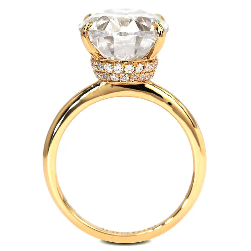 Hailey Oval Moissanite with Double Hidden Halo Ring in 18K gold - LeCaine Gems