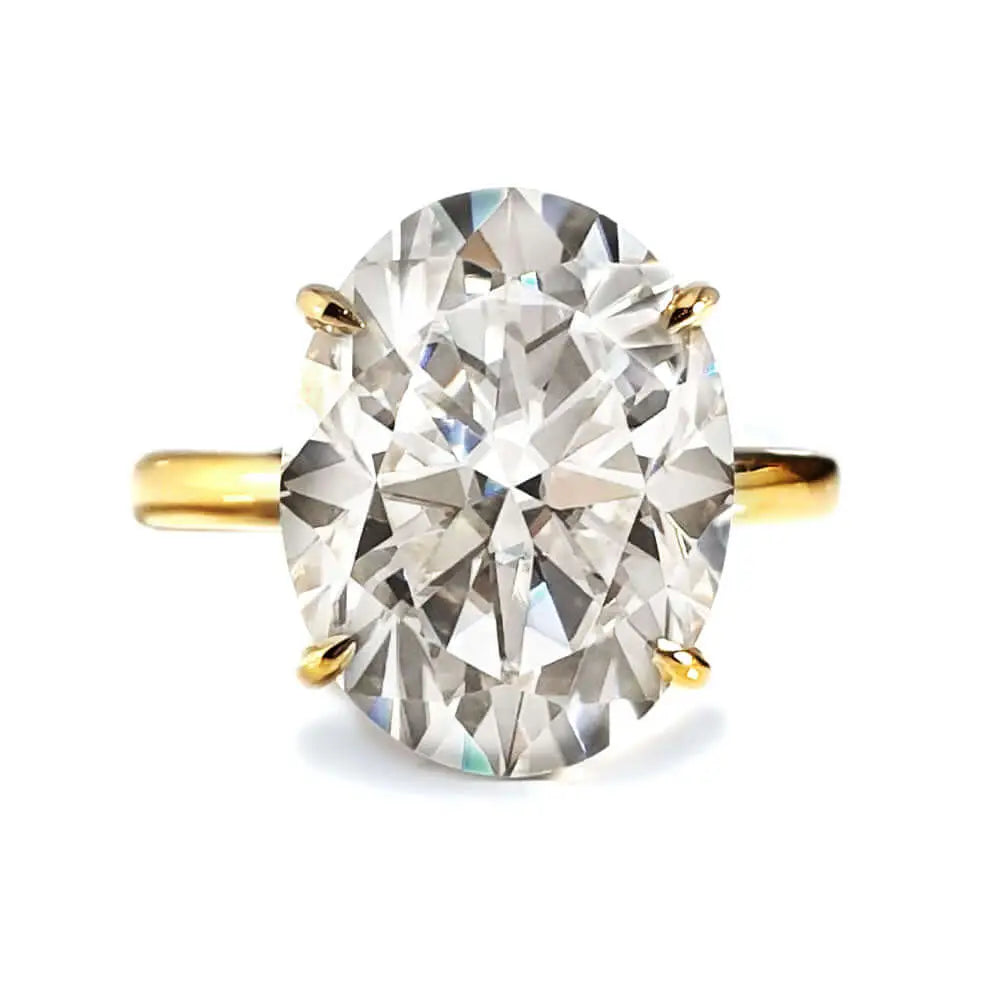 Hailey Oval Moissanite with Double Hidden Halo Ring in 18K gold - LeCaine Gems