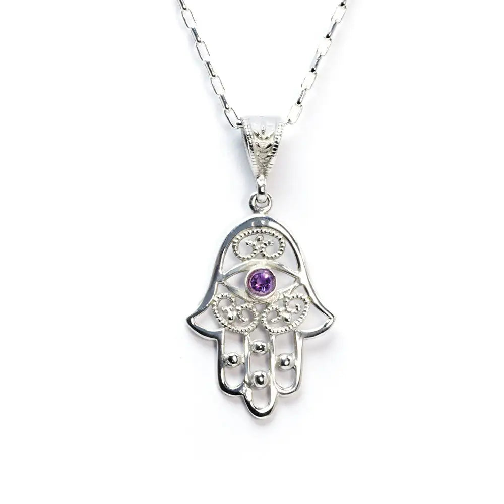 Hamsa Hand Necklace Sterling Silver (PAX16) - necklace