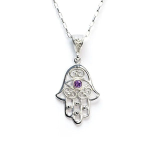 Hamsa Hand Necklace Sterling Silver (PAX16) - necklace