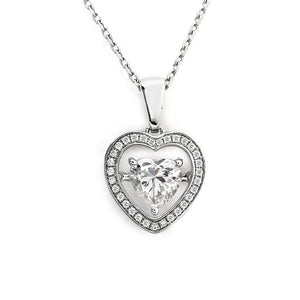 Harmony Heart-Shaped Dancing Moissanite Pendant with Halo in 18K Gold - LeCaine Gems