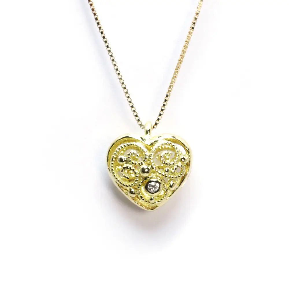 Heart Necklace with Diamond in 18K Yellow Gold - necklace
