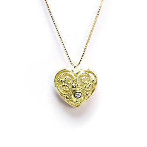 Heart Necklace with Diamond in 18K Yellow Gold - necklace