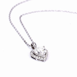 Heart-shape Moissanite Pendant in 18K White gold - LeCaine Gems