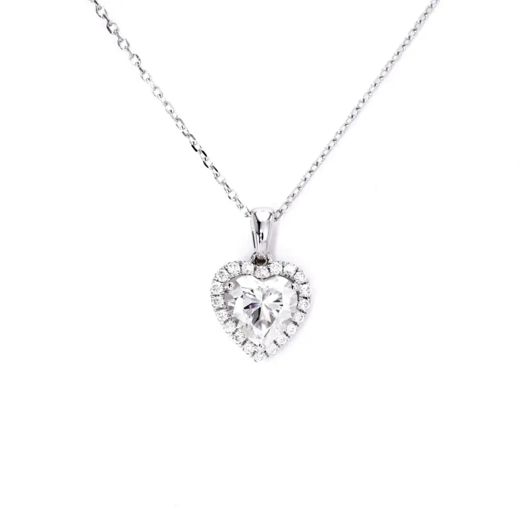 Heart-shape Moissanite Pendant in 18K White gold - LeCaine Gems