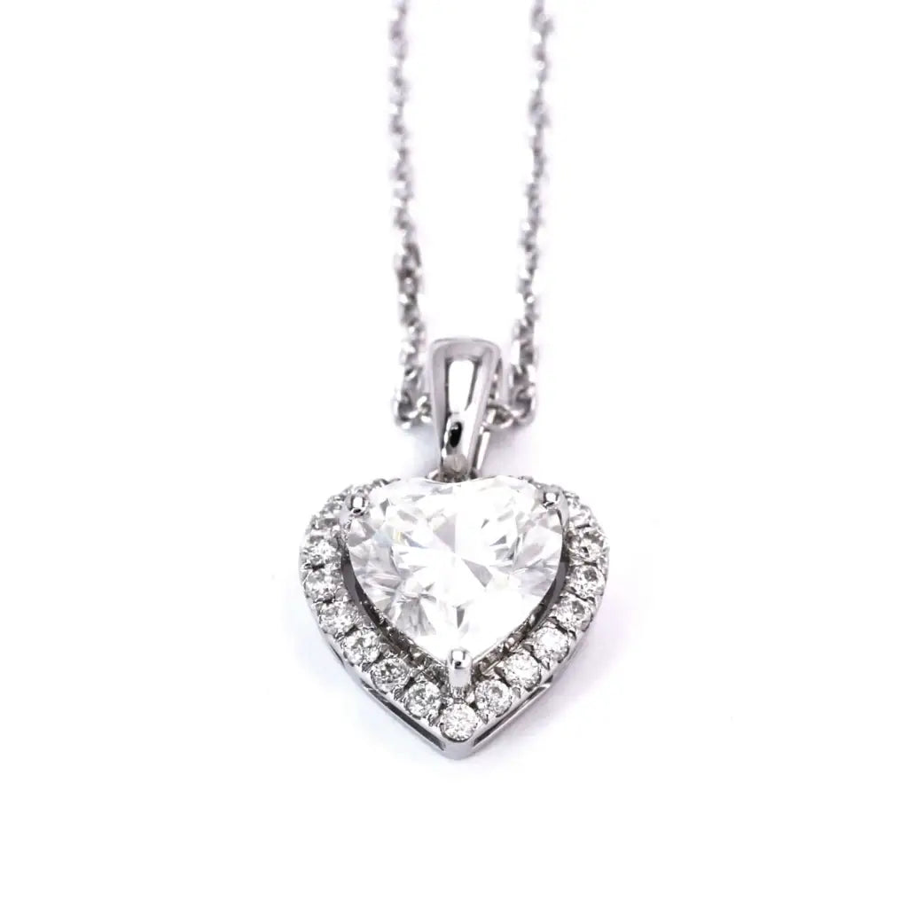 Heart-shape Moissanite Pendant in 18K White gold - LeCaine Gems