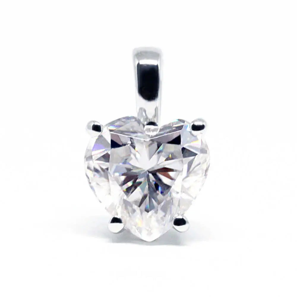 Heart-shaped Moissanite Pendant in 18K White gold - LeCaine Gems