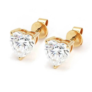 Heart Shaped Moissanite Stud Earrings with Basket Setting - LeCaine Gems