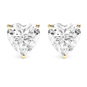 Heart Shaped Moissanite Stud Earrings with Basket Setting - LeCaine Gems