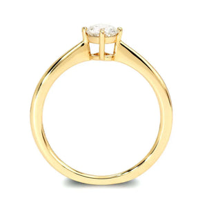 Inez Round Moissanite in Basket Setting Solitaire Ring in 18K Gold - LeCaine Gems