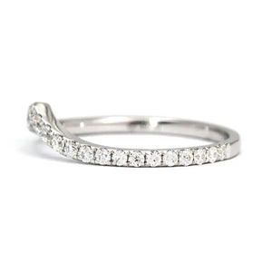 Ivette Moissanite V Shaped and Satin Brushed Twist Design Wedding Rings in 18K gold - LeCaine Gems