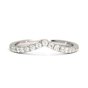Ivette Moissanite V Shaped and Satin Brushed Twist Design Wedding Rings in 18K gold - LeCaine Gems