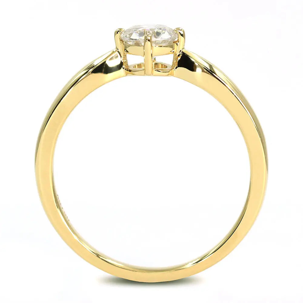 Jamie Round Moissanite Solitaire in 4 Prong Setting Ring in 18K gold - LeCaine Gems