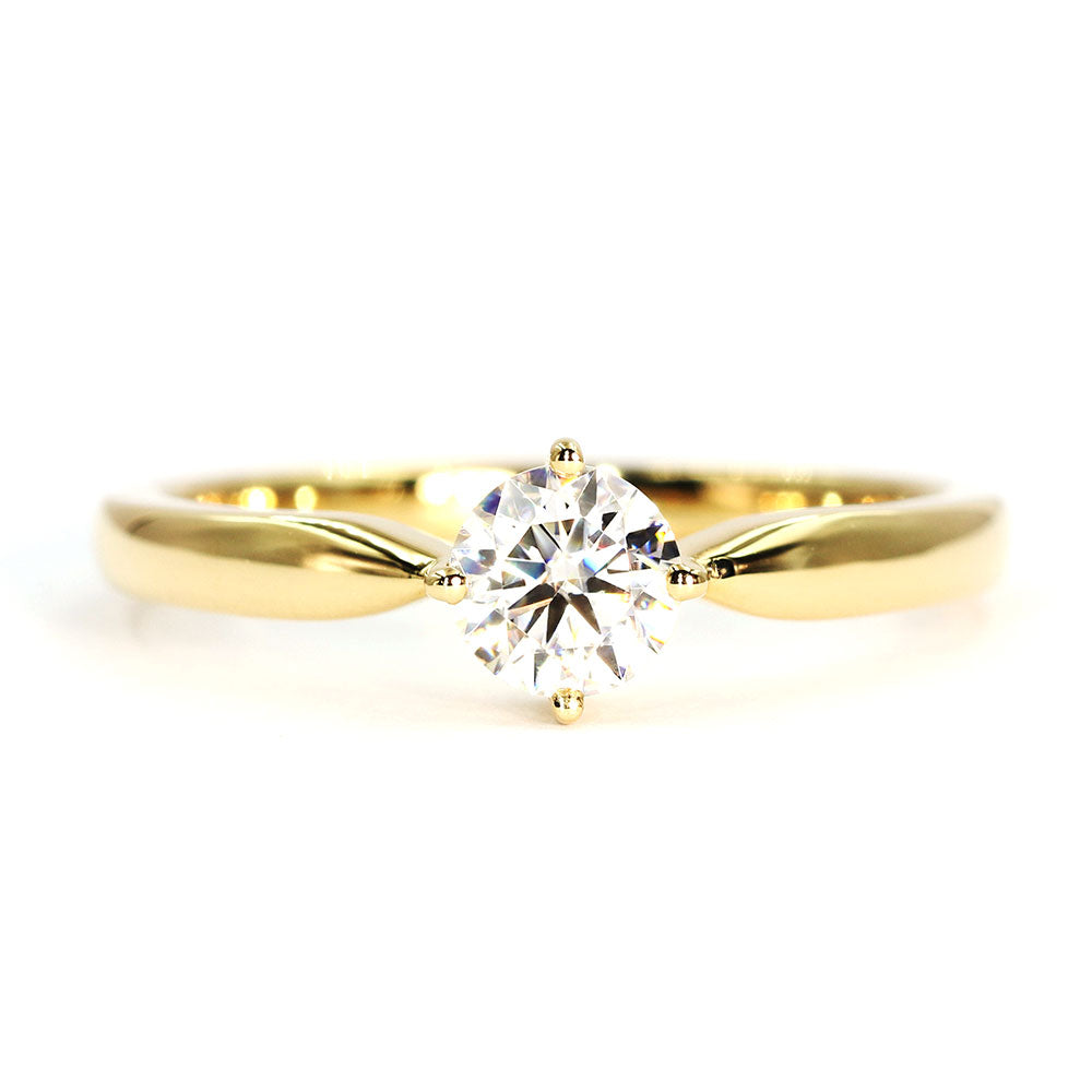 Jamie Round Moissanite Solitaire in 4 Prong Setting Ring in 18K gold - LeCaine Gems