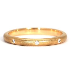 Jane Flush Set Moissanite Accented Wedding Rings in 18K gold - LeCaine Gems