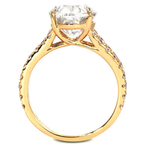 Jasmine Oval Crushed Ice Moissanite in Pave Split Shank Ring in 18K gold - LeCaine Gems