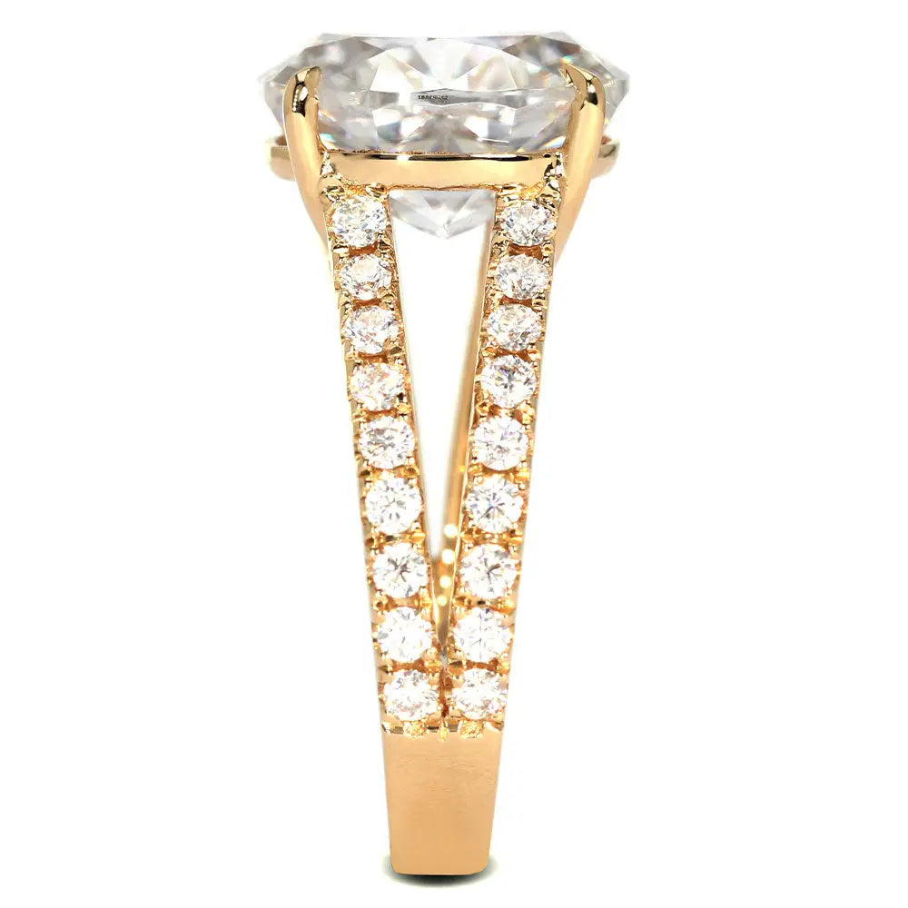 Jasmine Oval Crushed Ice Moissanite in Pave Split Shank Ring in 18K gold - LeCaine Gems