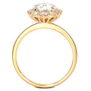 Jean Round Moissanite with Decorative Halo in Matte Finish Band Ring in 18K gold - LeCaine Gems