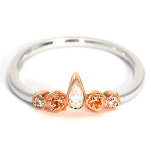 Joanne Botanical Motifs Moissanite Accents Duo Tone Wedding Rings in 18K gold - LeCaine Gems