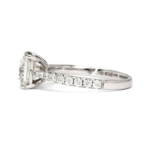 Kate Princess Moissanite with Tapered Pave Band Ring in 18K White gold - LeCaine Gems