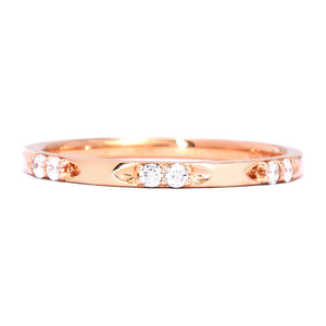 Kayla Round Moissanite Accented and Twist Design Wedding Rings in 18K gold - LeCaine Gems