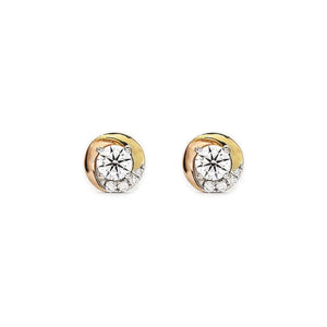Kerra Tri-coloured Kylie Earrings with Lab Grown Diamonds in 18K Gold - LeCaine Gems