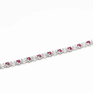 Rubetta Lab Grown Diamonds with Lab Grown Rubies Tennis Bracelet in 18K Gold - LeCaine Gems