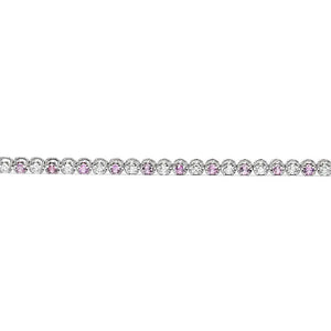 Penelope Round Lab Grown Diamonds with Lab Grown Pink Sapphire Tennis Bracelet in 18K Gold - LeCaine Gems