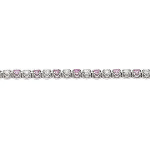 Penelope Round Lab Grown Diamonds with Lab Grown Pink Sapphire Tennis Bracelet in 18K Gold - LeCaine Gems