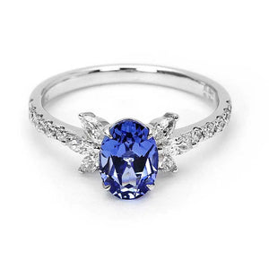 Lagertha Oval Royal Blue Lab Grown Sapphire Ring in 18K Gold - LeCaine Gems