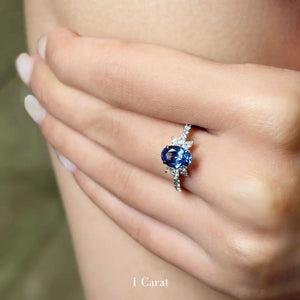 Lagertha Oval Royal Blue Lab Grown Sapphire Ring - LeCaine Gems