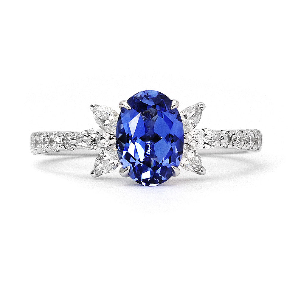 Lagertha Oval Royal Blue Lab Grown Sapphire Ring in 18K Gold - LeCaine Gems