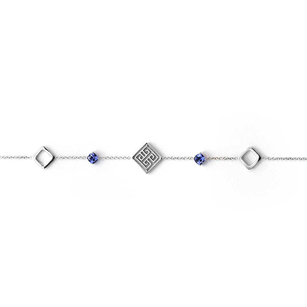 Lattice Blue Sapphire Si Dian Jin in 18K Gold