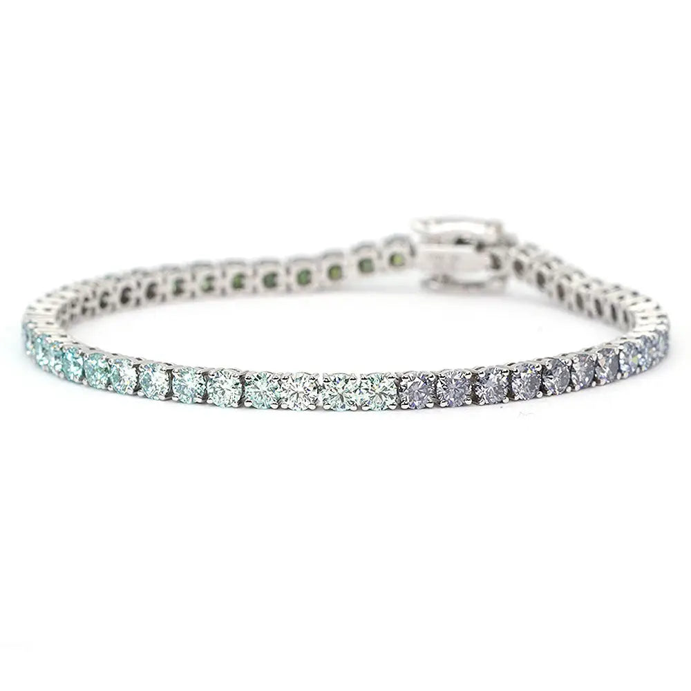 Leanne Gradient Coloured Moissanite Tennis Bracelet in 18K Gold - LeCaine Gems