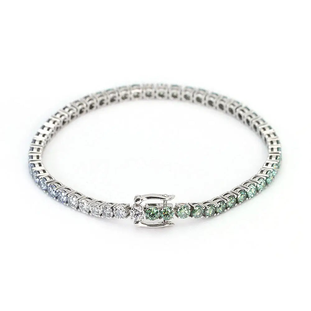 Leanne Gradient Coloured Moissanite Tennis Bracelet in 18K Gold - LeCaine Gems