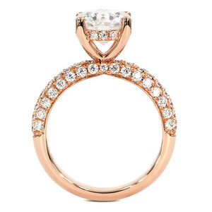 LeCaine Round Moissanite with Micro Pave Band Ring in 18K Rose gold - LeCaine Gems