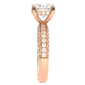LeCaine Round Moissanite with Micro Pave Band Ring in 18K Rose gold - LeCaine Gems
