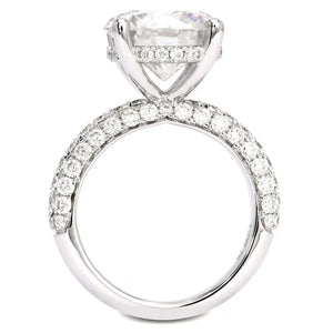 LeCaine Round Moissanite with Micro Pave Band Ring in 18K White gold - LeCaine Gems