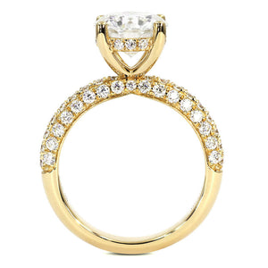 LeCaine Round Moissanite with Micro Pave Band Ring in 18K Yellow gold - LeCaine Gems