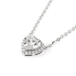 Madre Heart-Shaped Moissanite Halo Necklace in 18K gold - LeCaine Gems