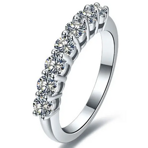 Manaris Moissanite Half Eternity and Milgrain Detailed Wedding Rings in 18K gold - LeCaine Gems