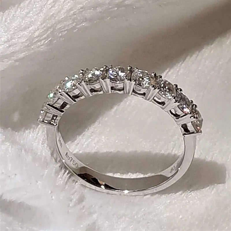 Manaris Moissanite Half Eternity and Milgrain Detailed Wedding Rings in 18K gold - LeCaine Gems