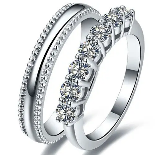 Manaris Moissanite Half Eternity and Milgrain Detailed Wedding Rings in 18K gold - LeCaine Gems