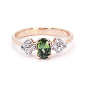 Marisela Natural Teal Sapphire Ring - LeCaine Gems