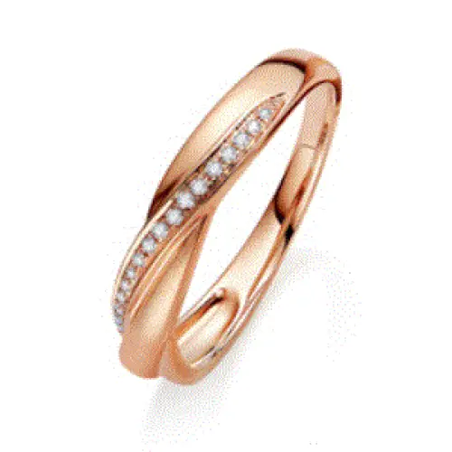 Megara Twist Design Moissanite Accented Matching Wedding Rings in 18K gold - LeCaine Gems