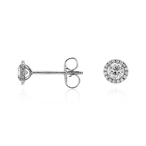 Mera Round Moissanite with Halo Stud Earrings in 18K gold - LeCaine Gems