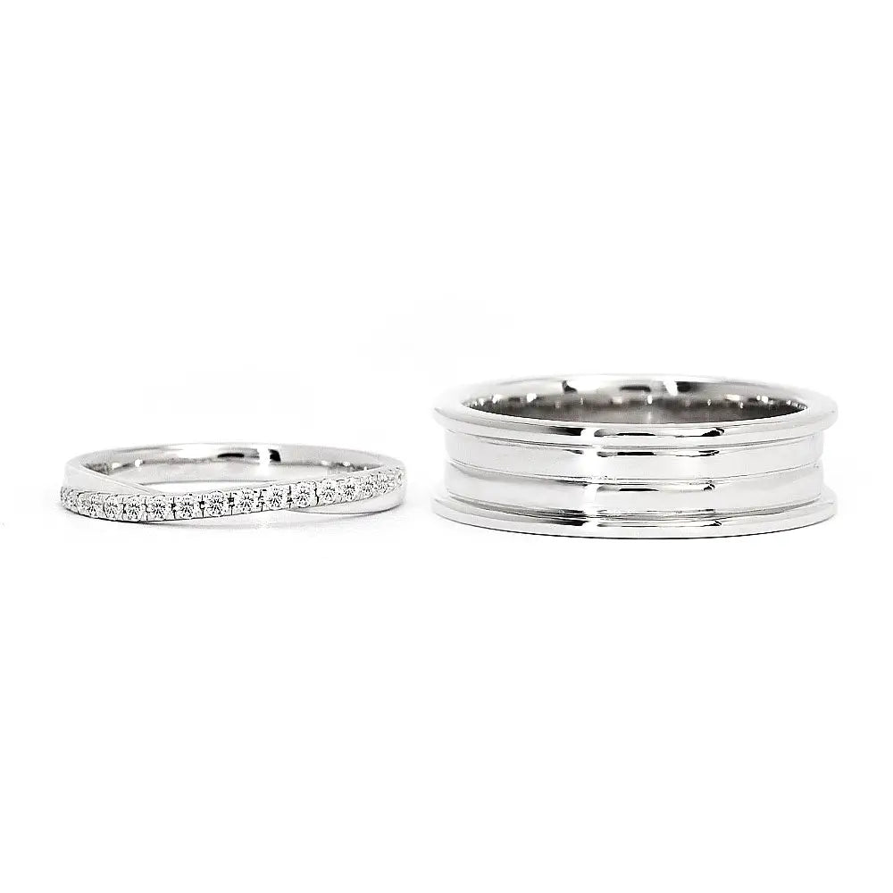 Mia 18K Gold Matching Wedding Rings - LeCaine Gems