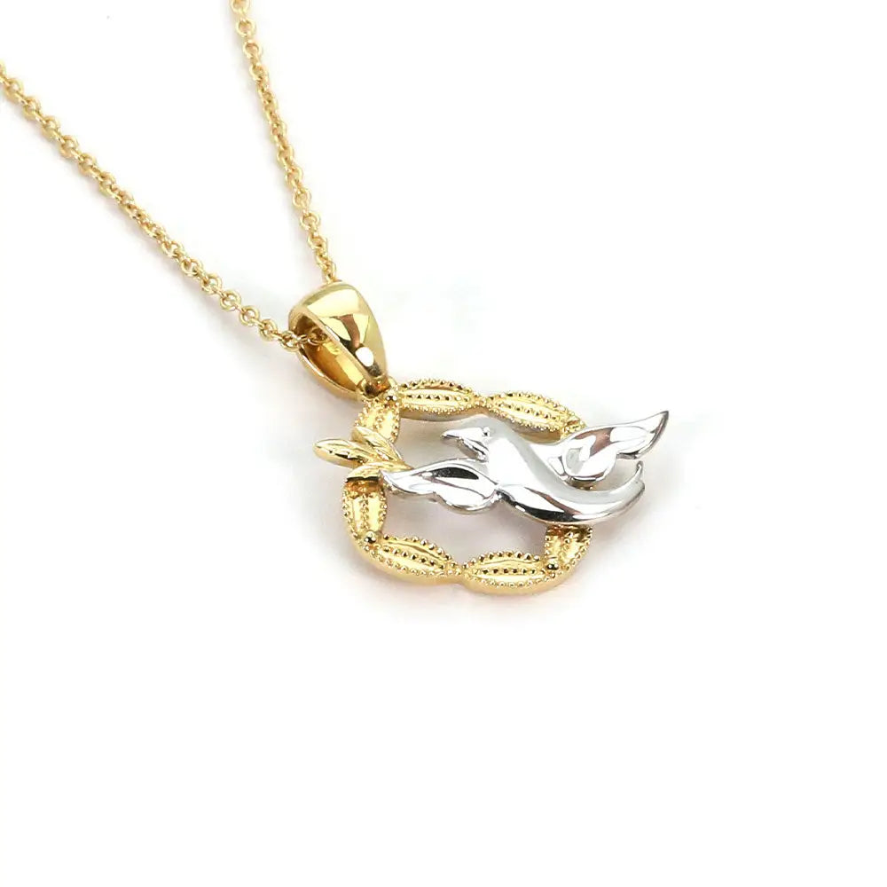 Milgrain Dove Pendant in 18K Gold